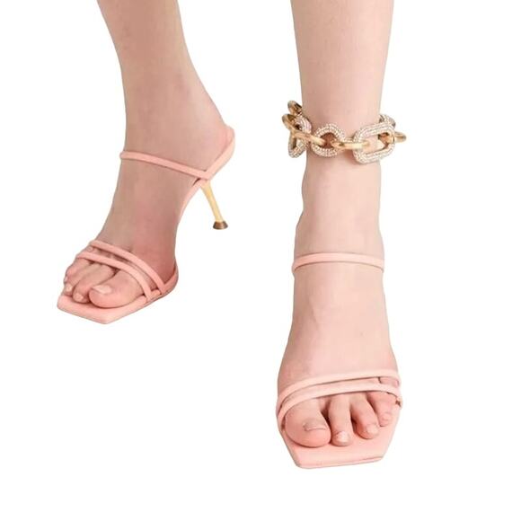 Cult Gaia Lydia High Heel Strappy Sandals Leather Square Toe Azalea Size 36.5 - Picture 1 of 14
